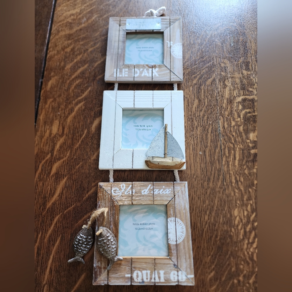 Rustic Nautical Picture Frame Set - White and Brown